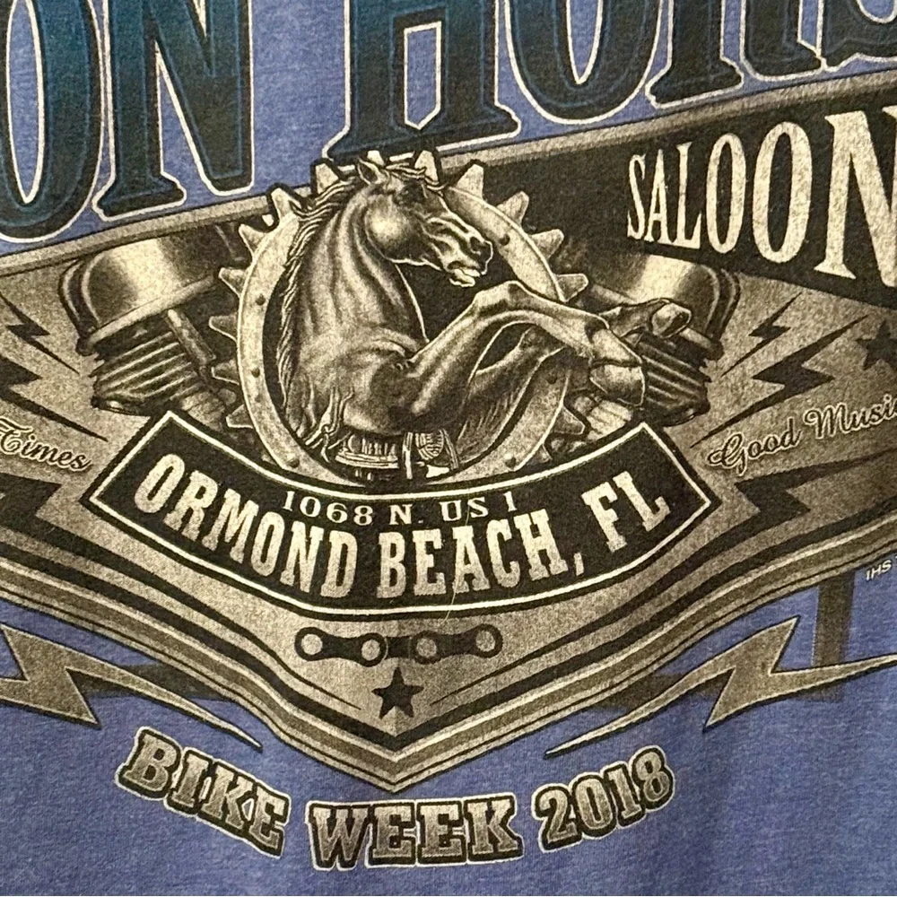 Iron Horse Saloon Bike Week 2018 T-Shirt XL Blue Ormond Beach Biker Bar - Picture 4 of 7